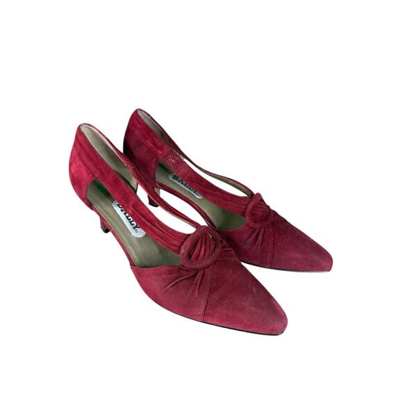 Bally Red Suede Cutout Pumps with Knot Detail Kitten Heel Shoes Women’s 7 M - Picture 2 of 9